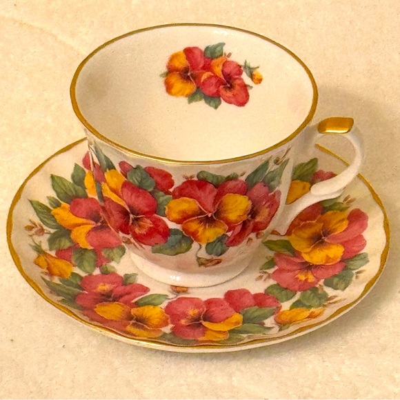 Crown Trent Staffordshire England Multi Colored Roses Cup & Saucer Set - Picture 1 of 7
